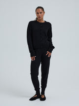 Seamless Basic Classic Cardigan | Wolle Kaschmir Cardigan Black