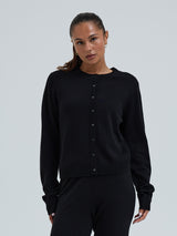 Seamless Basic Classic Cardigan | Wolle Kaschmir Cardigan Black