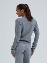 Seamless Basic Classic Crew Neck | Wolle Kaschmir Cardigan Ash Melange