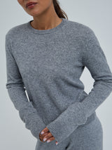 Seamless Basic Classic Crew Neck | Wolle Kaschmir Cardigan Ash Melange