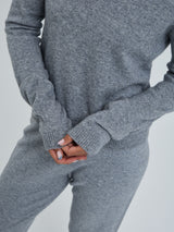 Seamless Basic Classic Crew Neck | Wolle Kaschmir Cardigan Ash Melange