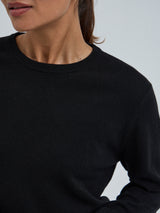 Seamless Basic Classic Crew Neck | Wolle Kaschmir Cardigan Black
