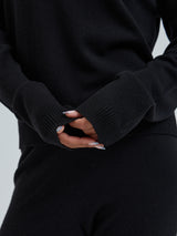 Seamless Basic Classic Crew Neck | Wolle Kaschmir Cardigan Black