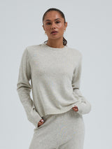 Seamless Basic Classic Crew Neck | Wolle Kaschmir Cardigan Ecru Melange