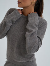 Seamless Basic Classic Crew Neck | Wolle Kaschmir Cardigan Heather Mushroom