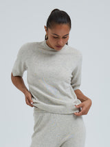Seamless Basic Classic T-shirt | Wolle Kaschmir T-shirt Ecru Melange