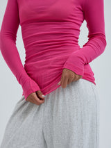 Seamless Basic Cotton Boat Neck | Baumwolle L/S T-Shirt Berry Pink