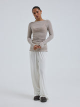 Seamless Basic Cotton Boat Neck | Baumwolle L/S T-Shirt Desert Melange