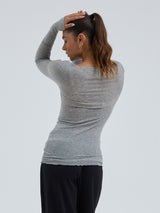 Seamless Basic Cotton Boat Neck | Baumwolle L/S T-Shirt Grey Melange