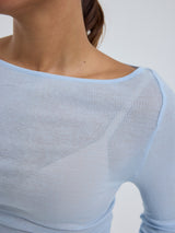 Seamless Basic Cotton Boat Neck | Baumwolle L/S T-Shirt Hazy Sky