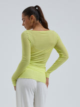 Seamless Basic Cotton Boat Neck | Baumwolle L/S T-Shirt Neon Yellow