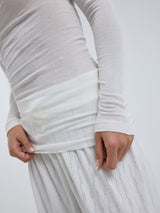 Seamless Basic Cotton Boat Neck | Baumwolle L/S T-Shirt Off-White