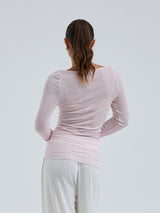 Seamless Basic Cotton Boat Neck | Baumwolle L/S T-Shirt Pale Rose