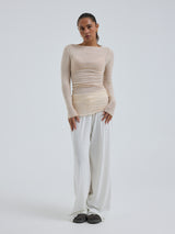 Seamless Basic Cotton Boat Neck | Baumwolle L/S T-Shirt Rosie Beige