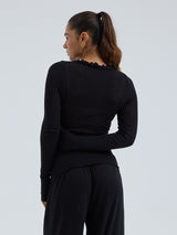 Seamless Basic Cotton Cardy | Baumwolle Cardigan Black