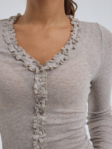 Seamless Basic Cotton Cardy | Baumwolle Cardigan Desert Melange