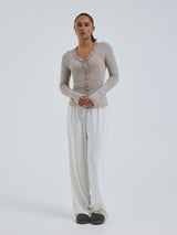 Seamless Basic Cotton Cardy | Baumwolle Cardigan Desert Melange