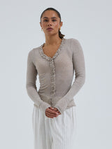 Seamless Basic Cotton Cardy | Baumwolle Cardigan Desert Melange