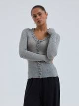 Seamless Basic Cotton Cardy | Baumwolle Cardigan Grey Melange