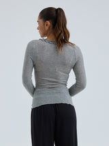 Seamless Basic Cotton Cardy | Baumwolle Cardigan Grey Melange