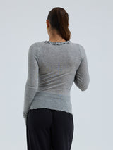 Seamless Basic Cotton Cardy | Baumwolle Cardigan Grey Melange