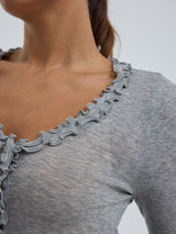 Seamless Basic Cotton Cardy | Baumwolle Cardigan Grey Melange