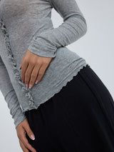 Seamless Basic Cotton Cardy | Baumwolle Cardigan Grey Melange