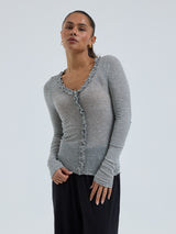 Seamless Basic Cotton Cardy | Baumwolle Cardigan Grey Melange