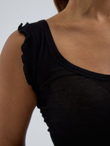 Seamless Basic Cotton Crop Top | Baumwolle Tank Top Black