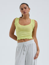 Seamless Basic Cotton Crop Top | Baumwolle Tank Top Neon Yellow