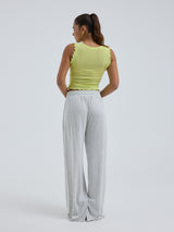 Seamless Basic Cotton Crop Top | Baumwolle Tank Top Neon Yellow