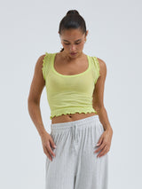 Seamless Basic Cotton Crop Top | Baumwolle Tank Top Neon Yellow