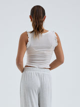 Seamless Basic Cotton Crop Top | Baumwolle Tank Top Off-White