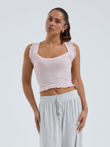 Seamless Basic Cotton Crop Top | Baumwolle Tank Top Pale Rose