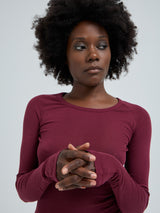 Seamless Basic Cotton Elvira | Baumwolle L/S T-Shirt Burgundy