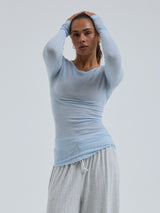 Seamless Basic Cotton Elvira | Baumwolle L/S T-Shirt Hazy Sky