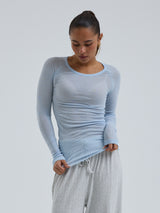 Seamless Basic Cotton Elvira | Baumwolle L/S T-Shirt Hazy Sky