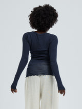 Seamless Basic Cotton Elvira | Baumwolle L/S T-Shirt Midnight