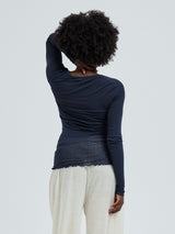 Seamless Basic Cotton Elvira | Baumwolle L/S T-Shirt Midnight