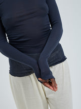 Seamless Basic Cotton Elvira | Baumwolle L/S T-Shirt Midnight