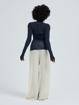 Seamless Basic Cotton Elvira | Baumwolle L/S T-Shirt Midnight