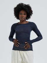 Seamless Basic Cotton Elvira | Baumwolle L/S T-Shirt Midnight