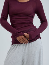 Seamless Basic Cotton Elvira | Baumwolle L/S T-Shirt Vineyard