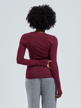 Seamless Basic Cotton Granddad | Baumwolle L/S T-Shirt Burgundy