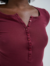 Seamless Basic Cotton Granddad | Baumwolle L/S T-Shirt Burgundy