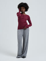 Seamless Basic Cotton Granddad | Baumwolle L/S T-Shirt Burgundy