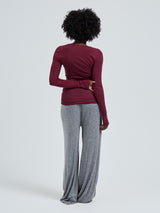 Seamless Basic Cotton Granddad | Baumwolle L/S T-Shirt Burgundy