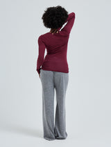 Seamless Basic Cotton Granddad | Baumwolle L/S T-Shirt Burgundy