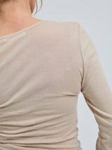 Seamless Basic Cotton Granddad | Baumwolle L/S T-Shirt Dark sand