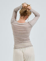 Seamless Basic Cotton Granddad | Baumwolle L/S T-Shirt Desert Melange